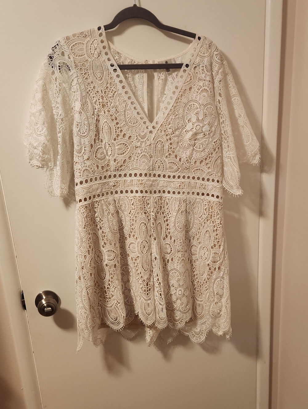 Socialite White Crochet Lace Romper